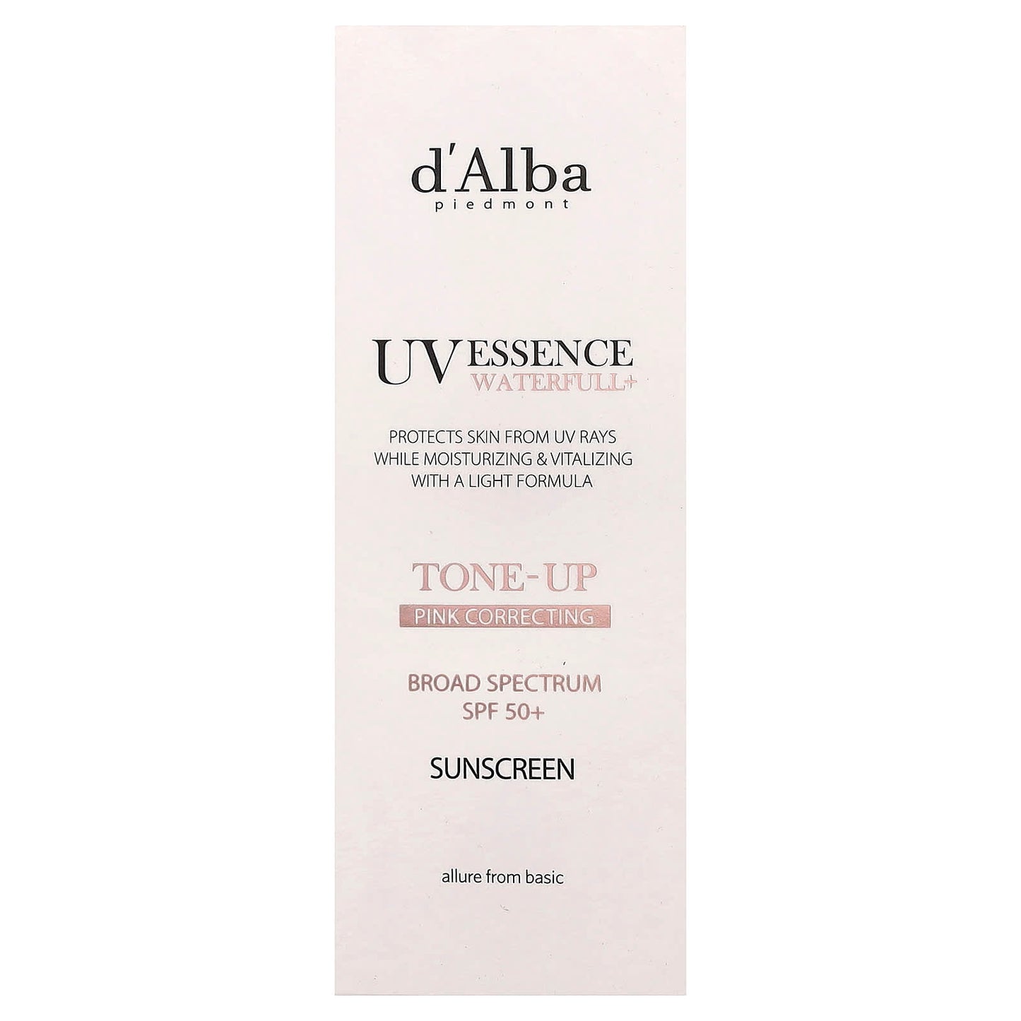d'Alba Piedmont UV Essence Waterfull+ Tone-Up Pink Correcting Sun Cream SPF 50+ PA++++